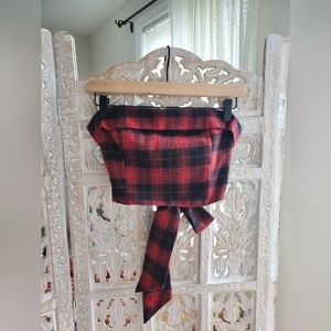 4SIENNA Cropped Strapless Plaid top